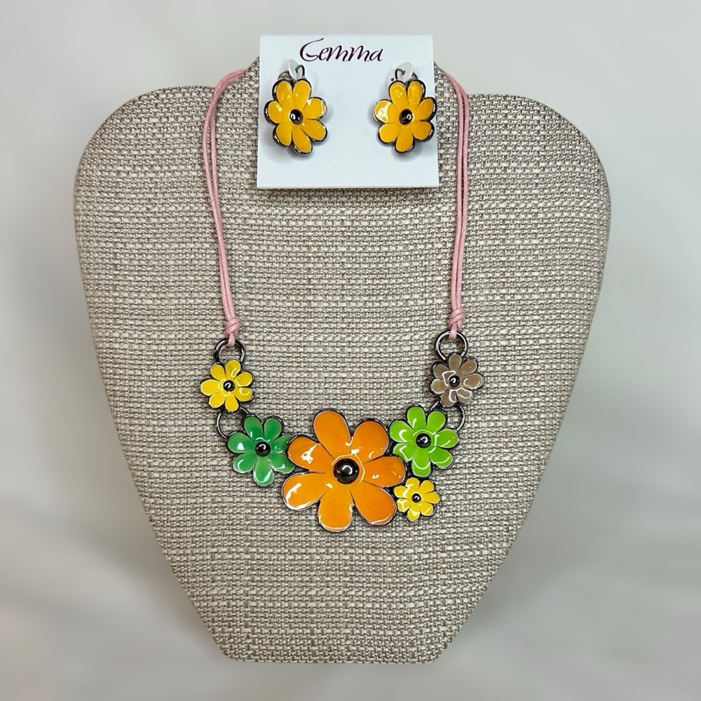 16” Summer Floral Necklace & Earring Set